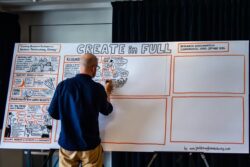 Jack Brougham illustrator capturing the CREATE in Full conference.